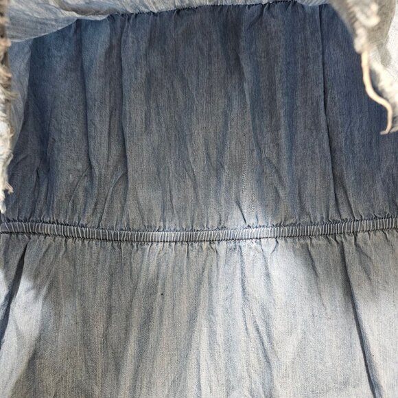 Elan Off-Shoulder Denim Tencel Dress With Frayed Hemline Women's Size M - Picture 3 of 10
